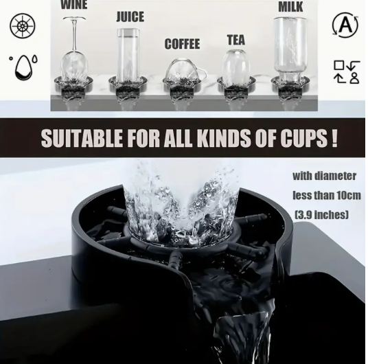 Enjuagador Automático para Vasos y Tazas – Limpiador de Alta Presión para Fregadero de Cocina