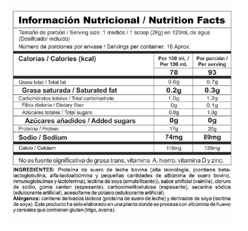 Proteína Whey Bipro Classic Vainilla 0.9 lb | Alta Pureza y Rápida Absorción