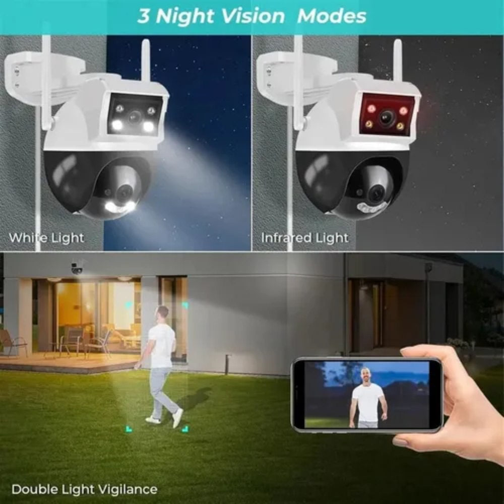 Cámara de Seguridad WiFi Doble Lente 1080P HD | Visión Panorámica 355° con Audio Bidireccional
